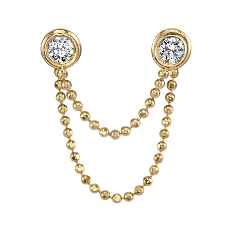 Double Diamond Ball Chain Earring