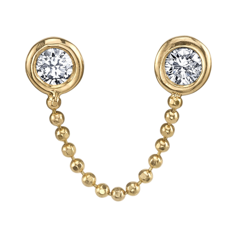 Double R Chain Diamond Double Diamond Ball Chain Earring 14K Gold | SMITH + MARA