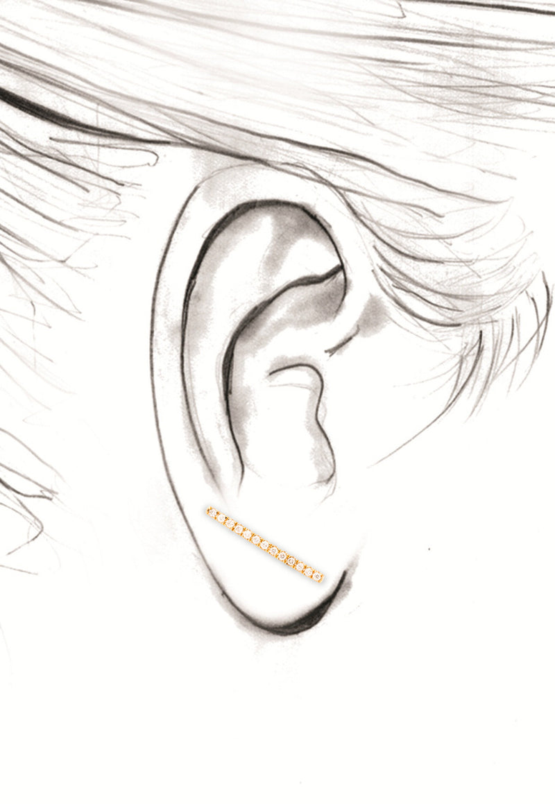 Pave Diamond Straight Bar Earring