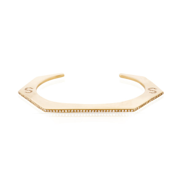 Pave Diamond Geo Cuff - With Diamond Initials