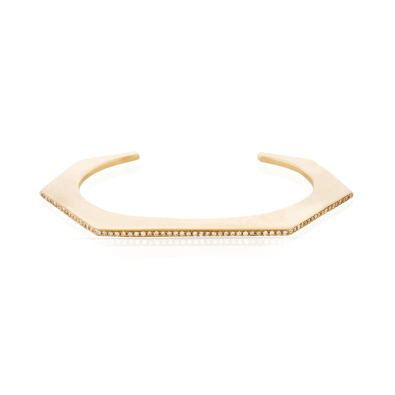 Pave Diamond Geo Cuff - Without Diamond Initials