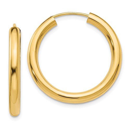 Gold Endless Tube Hoop Earrings - 16mm