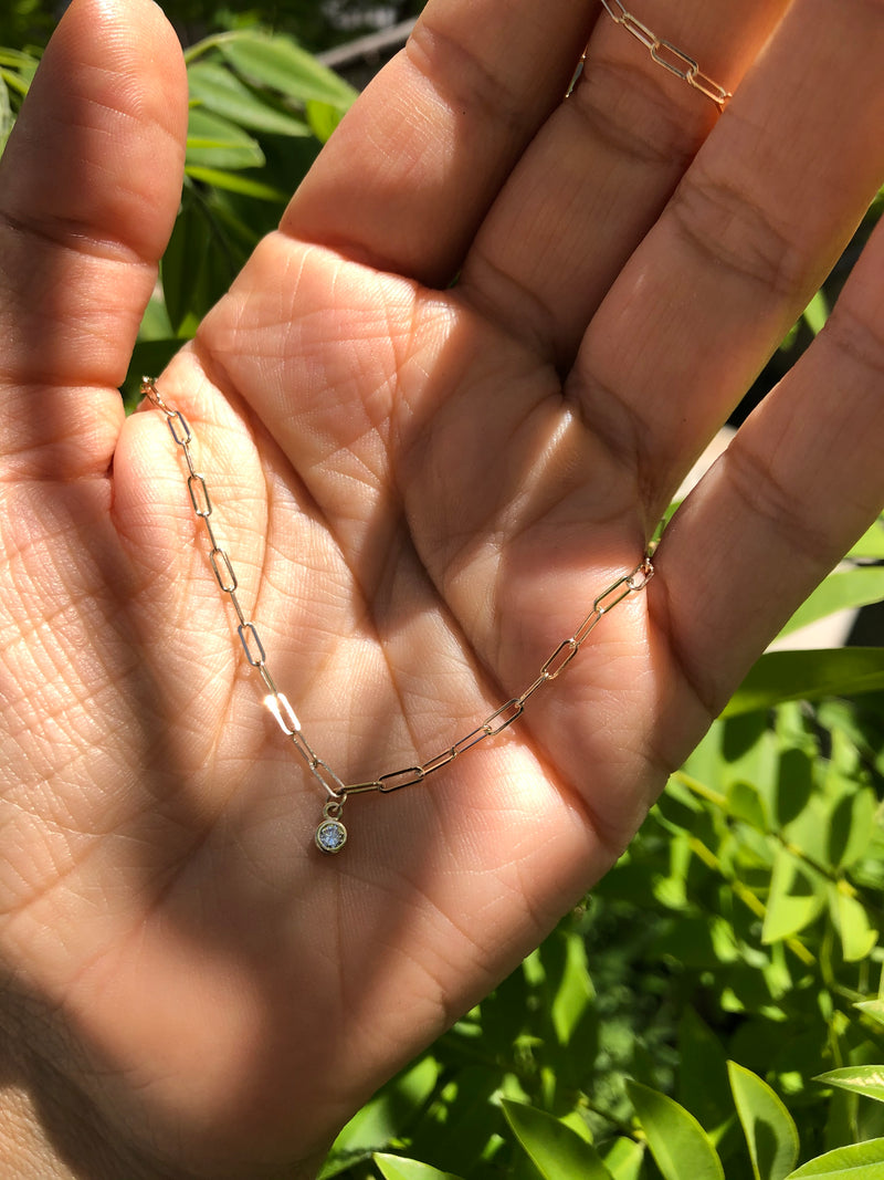 Baby Bezel Diamond Link Necklace