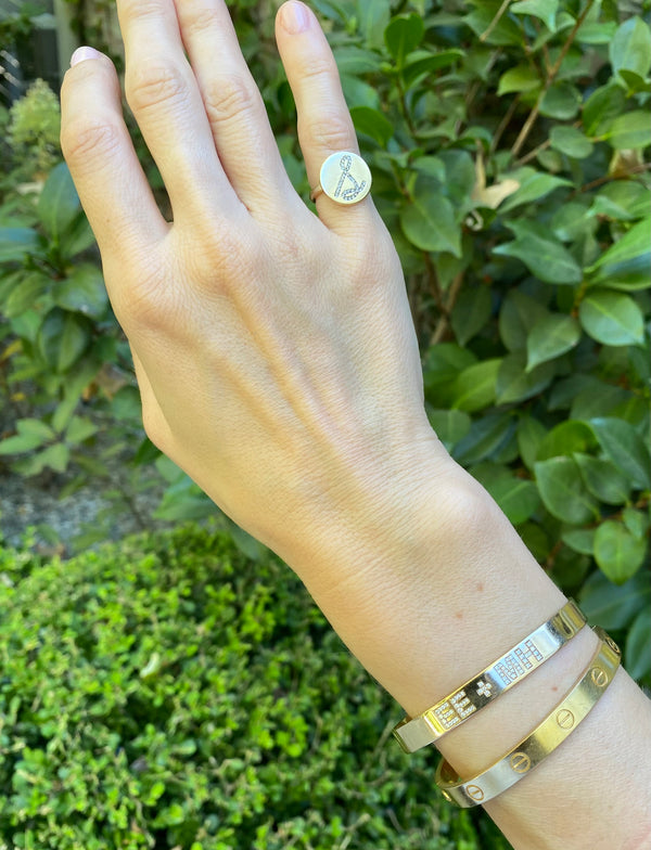 Cursive Diamond Signet Ring