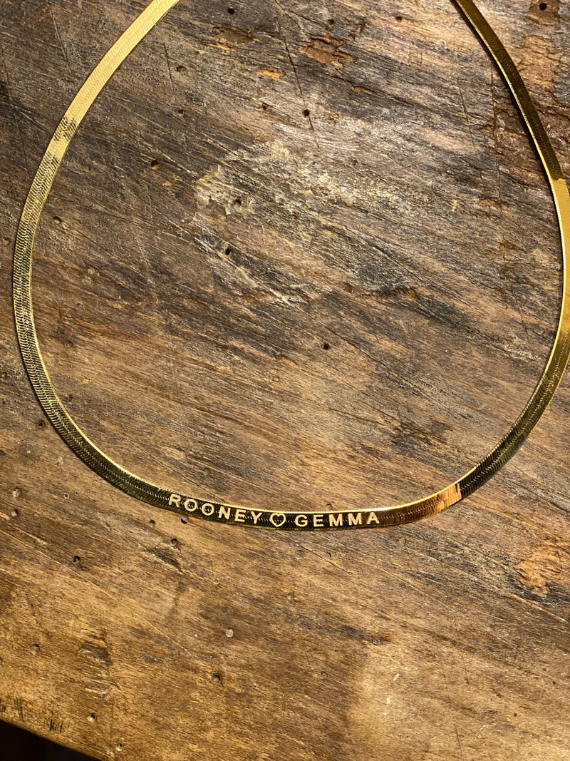 Engravable Gold Herringbone Necklace - 4mm