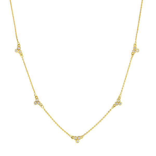 Triple Diamond Cluster Necklace