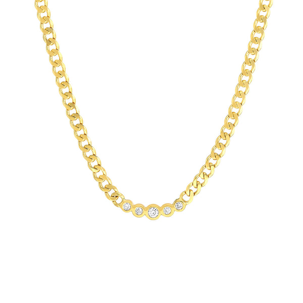 Graduated Diamond Curb Chain Necklace