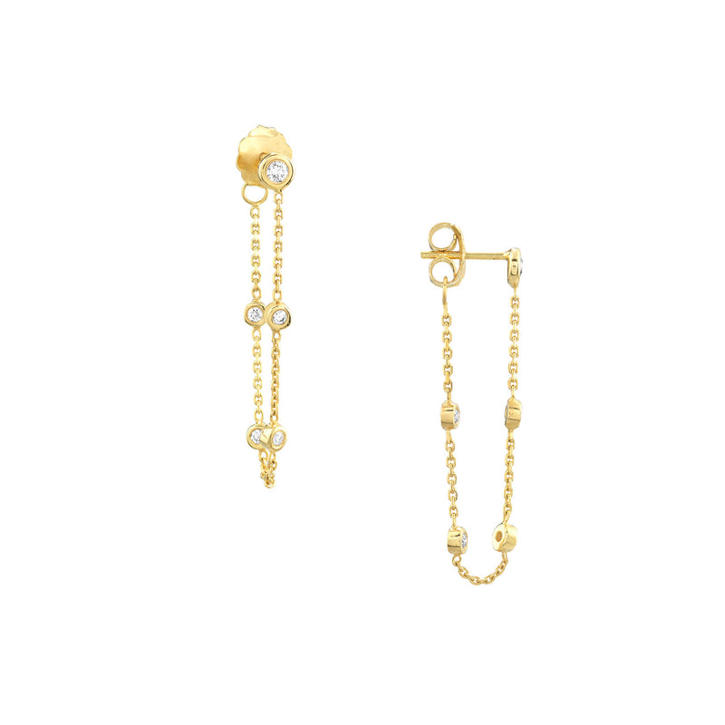 Diamond Bezel Chain Earrings