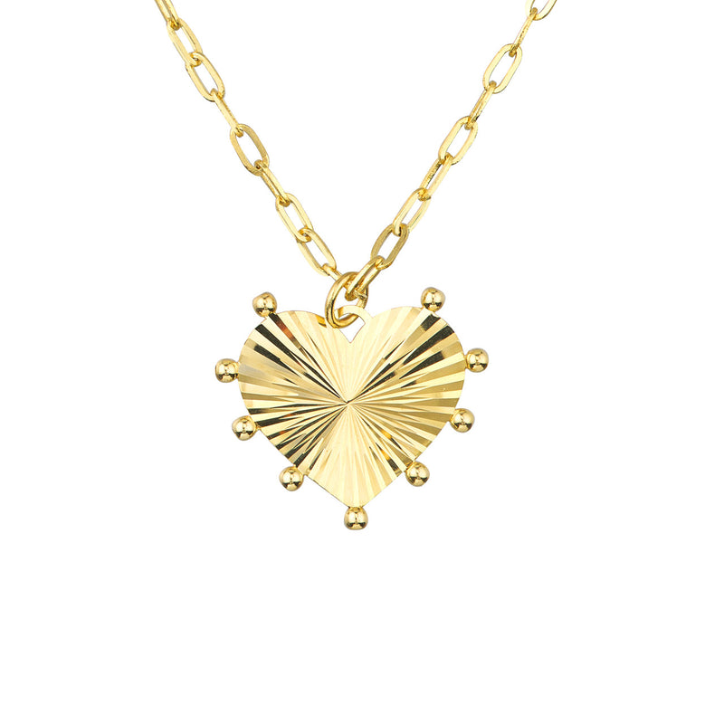 Fluted Heart Medallion Necklace