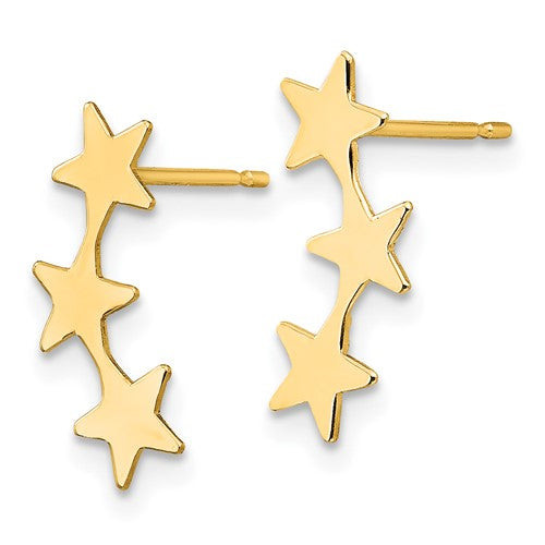 Triple Gold Star Earrings