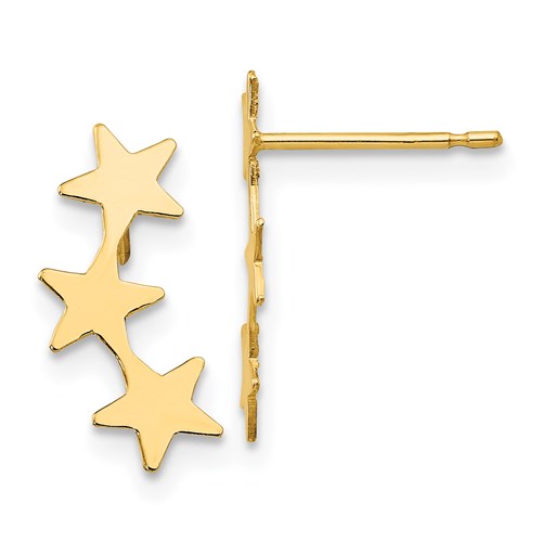 Triple Gold Star Earrings