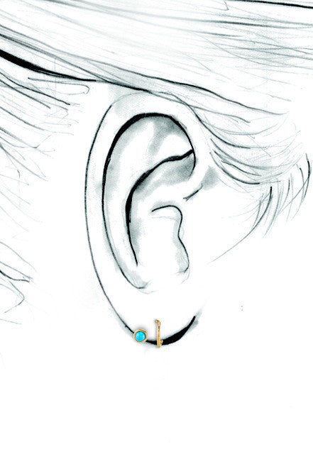 Turquoise Ball Spiral Earring