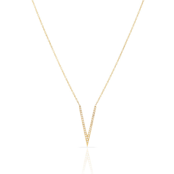 Pave Diamond V Necklace
