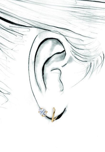 White Topaz Pear Spiral Earring