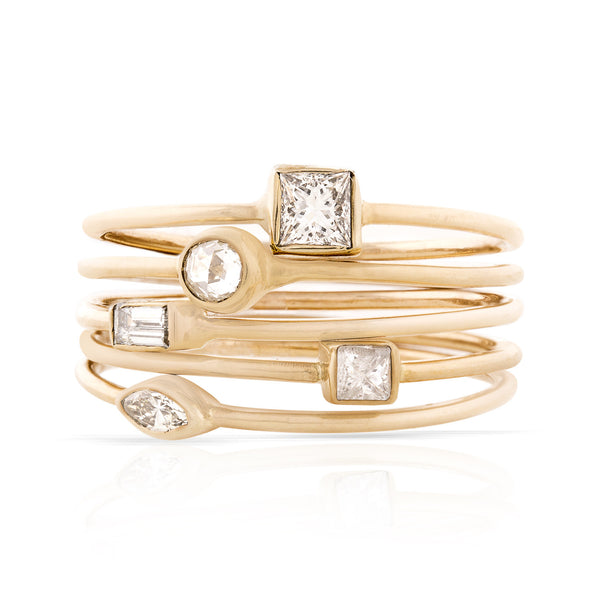 Baguette Cut Diamond Stackable Ring