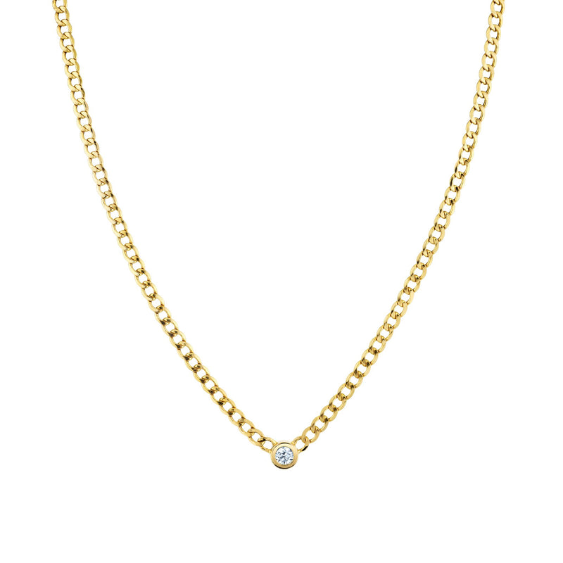 Large Diamond Curb Chain Necklace