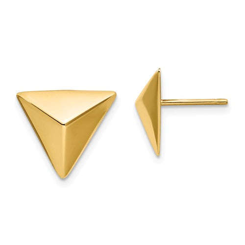 Gold Triangle Pyramid Earrings