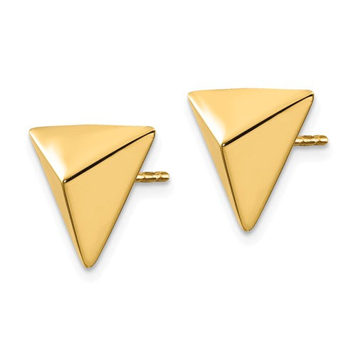 Gold Triangle Pyramid Earrings