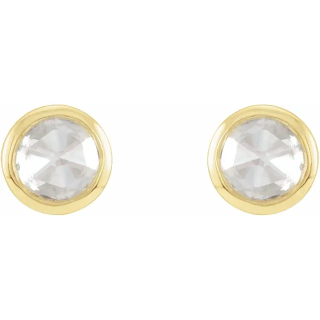 Rose Cut Diamond Bezel Set Earrings