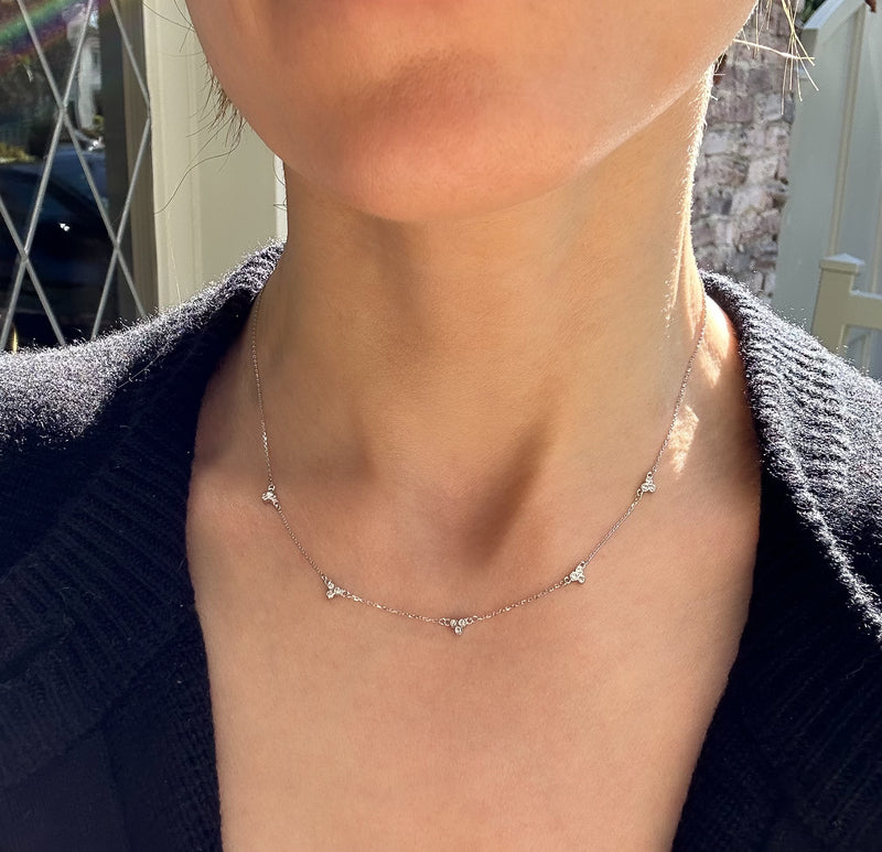 Triple Diamond Cluster Necklace