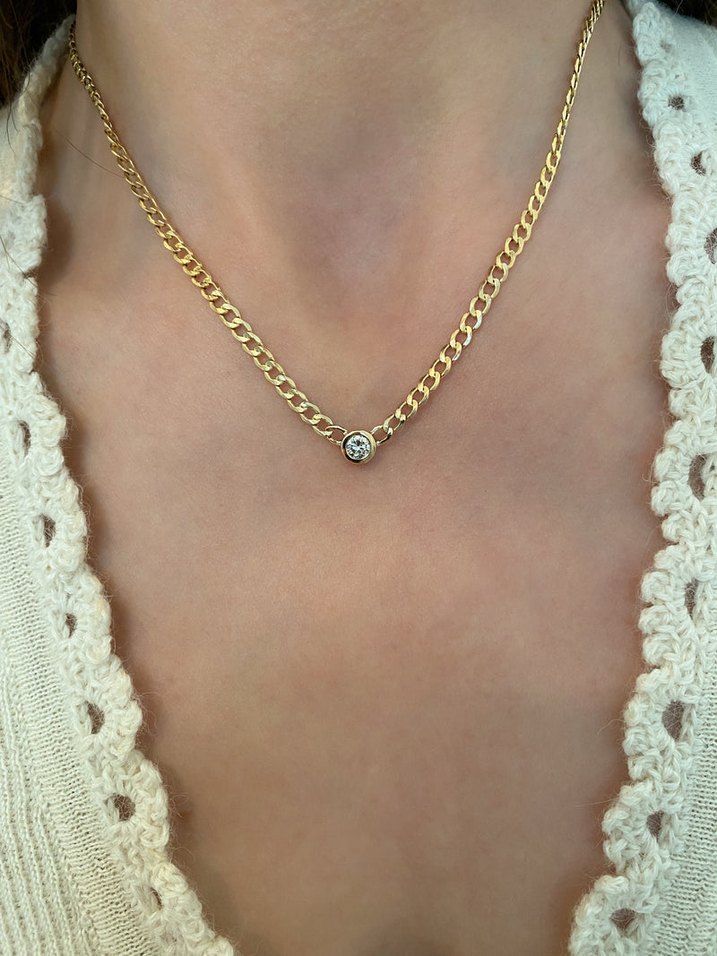 Large Diamond Curb Chain Necklace